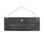 Personalised Star Motif Hanging Slate Plaque - Image 2
