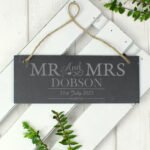 Personalised 'Mr And Mrs' Hanging Slate Plaque - Image 2