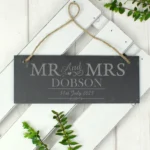 Personalised 'Mr And Mrs' Hanging Slate Plaque - Image 4