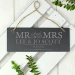 Personalised 'Mr And Mrs' Hanging Slate Plaque - Image 3