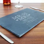 Personalised 'Mr And Mrs' Hearts Motif Slate Placemat - Image 2
