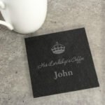 Personalised Message & Name Crown Motif Single Slate Coaster