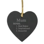 Personalised Word Definition Hanging Slate Heart Shaped Decoration