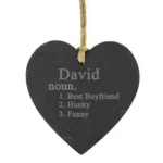 Personalised Word Definition Hanging Slate Heart Shaped Decoration - Image 2