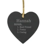 Personalised Word Definition Hanging Slate Heart Shaped Decoration - Image 3