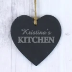 Personalised 'Kitchen' Hanging Slate Heart Shaped Decoration