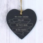 Personalised Any Message Garden Bloom Design Hanging Slate Heart Decoration - Image 3