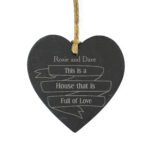 Personalised Any Message Garden Bloom Design Hanging Slate Heart Decoration - Image 4