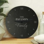 Personalised 'Family' Round Slate Wall Clock - Image 3