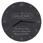 Personalised Any Message 'Kitchen' Round Slate Wall Clock - Image 4