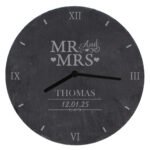 Personalised 'Mr And Mrs' Hearts Motif Slate Wall Clock - Image 5