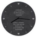 Personalised Any Message 'Home Sweet Home' Round Slate Wall Clock - Image 4