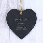 Personalised Any Message Classic Hanging Slate Heart Decoration