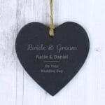Personalised Any Message Classic Hanging Slate Heart Decoration - Image 2