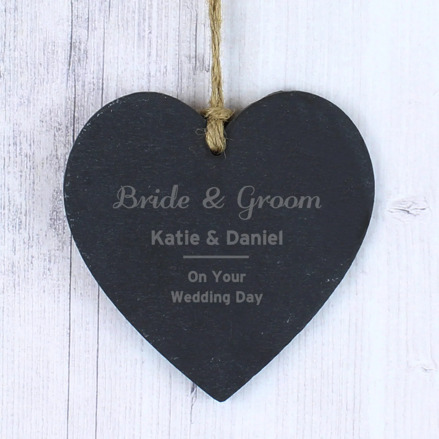 Personalised Any Message Classic Hanging Slate Heart Decoration - Image 2