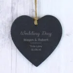 Personalised Any Message Classic Hanging Slate Heart Decoration - Image 3