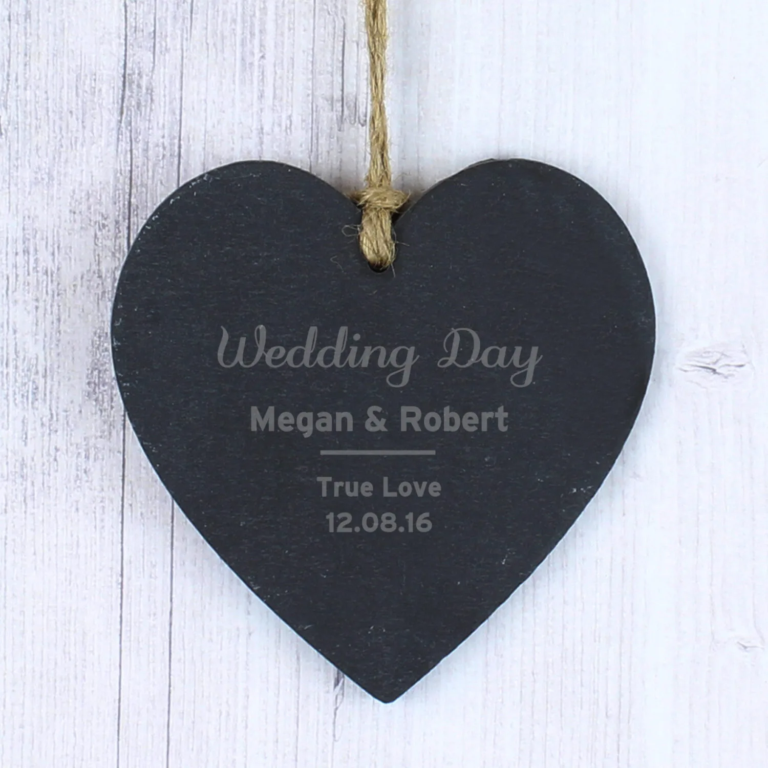 Personalised Any Message Classic Hanging Slate Heart Decoration - Image 3