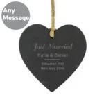 Personalised Any Message Classic Hanging Slate Heart Decoration - Image 4