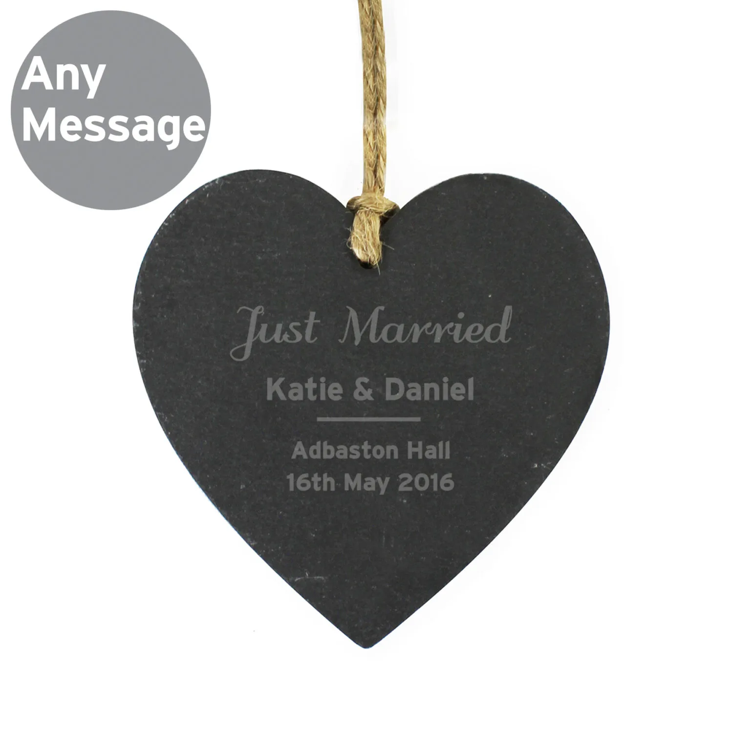 Personalised Any Message Classic Hanging Slate Heart Decoration - Image 4