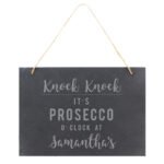 Personalised 'Knock Knock It's Prosecco O'Clock' Large Hanging Slate Sign - Image 4