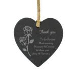 Personalised Rose Motif Hanging Slate Heart Decoration - Image 5
