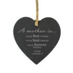 Personalised 'A Mother Is...' Hanging Slate Heart Decoration - Image 4