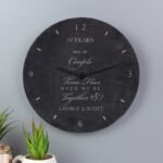 Personalised 'Time Flies When We're Together' Anniversary Slate Wall Clock - Image 3