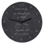 Personalised 'Time Flies When We're Together' Anniversary Slate Wall Clock - Image 7