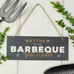 Personalised 'Barbeque Grill Master' Printed Hanging Slate Decoration