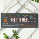 Personalised 'Keep It Reel' Printed Fishing Themed Hanging Slate Decoration - Image 2