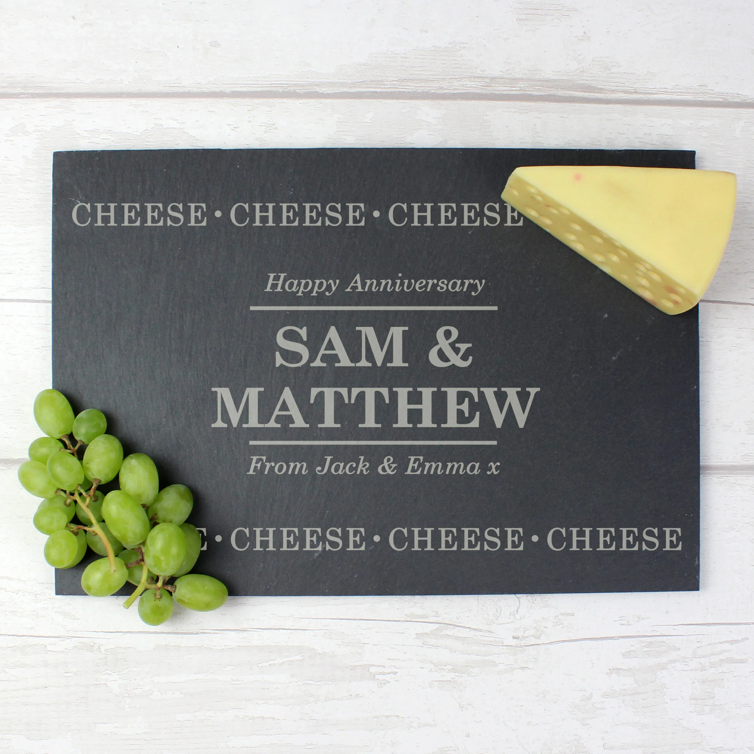 Personalised 'Cheese Cheese Cheese' Slate Cheese Board - Image 2