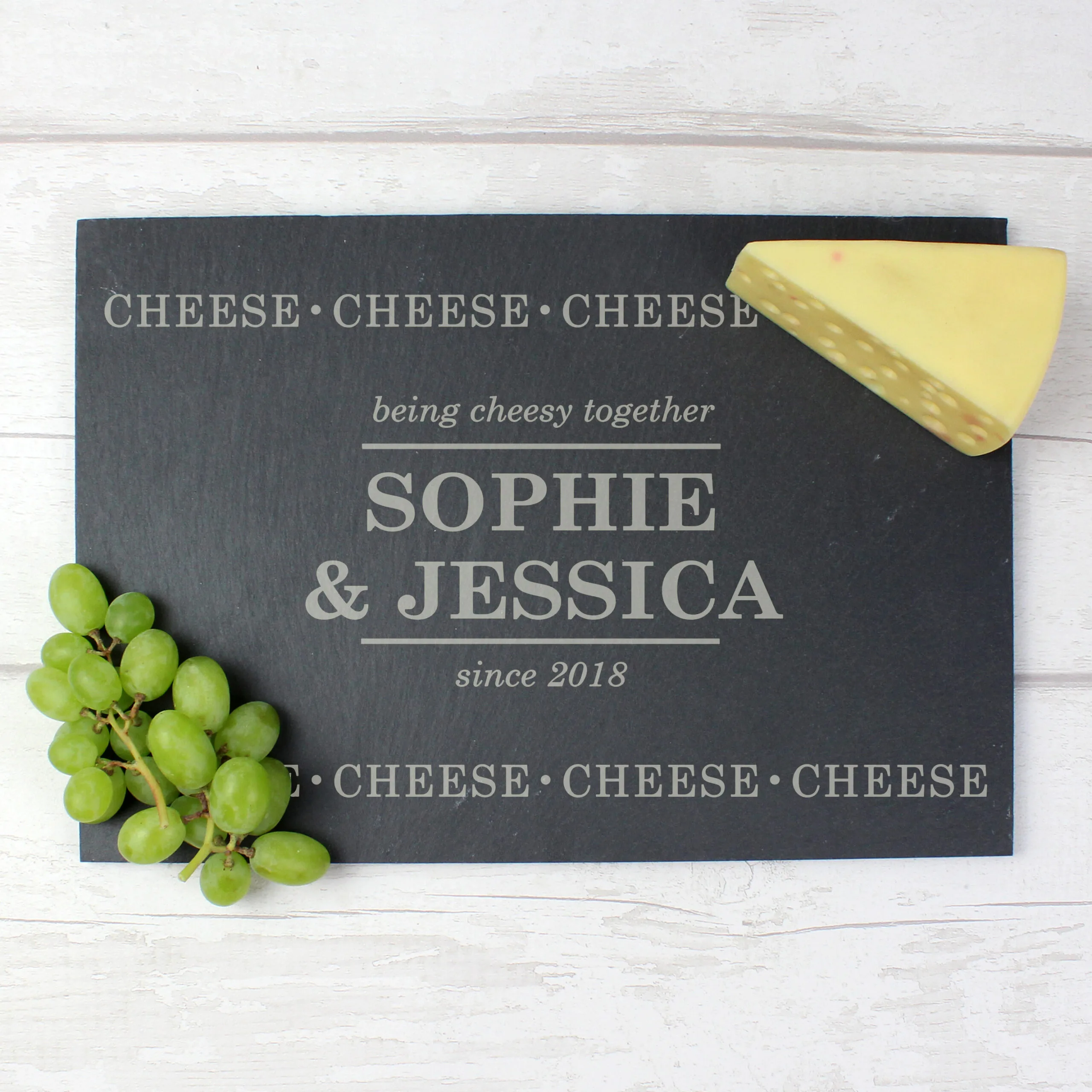 Personalised 'Cheese Cheese Cheese' Slate Cheese Board - Image 1