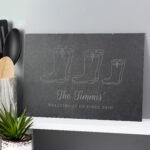 Personalised Welly Boot Design Family of Three Slate Placemat - Image 2