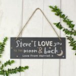 Personalised 'I Love You To The Moon & Back' Hanging Slate Plaque - Image 3