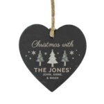 Personalised Christmas Trees Design Hanging Slate Heart Decoration - Image 5