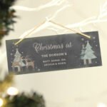 Personalised Christmas Trees & Reindeer Design Hanging Slate Plaque - Image 3