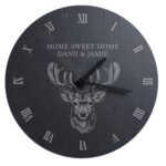 Personalised Any Message Stag Motif Round Slate Wall Clock - Image 5