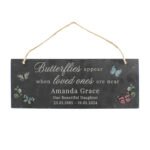 Personalised 'Butterflies Appear...' Memorial Hanging Slate Plaque - Image 4