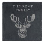 Personalised Any Message Stag Design Square Slate Coaster - Image 5