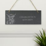 Personalised Any Message Highland Cow Design Hanging Slate Sign - Image 4