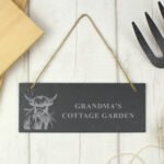 Personalised Any Message Highland Cow Design Hanging Slate Sign - Image 5