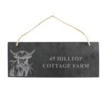 Personalised Any Message Highland Cow Design Hanging Slate Sign - Image 7