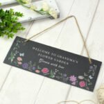Personalised Wild Flowers Design Hanging Slate Garden Sign - Image 2