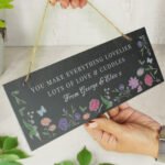 Personalised Wild Flowers Design Hanging Slate Garden Sign - Image 3