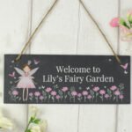 Personalised Children's Fairy Princess Design Garden Hanging Slate Sign