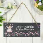 Personalised Children's Fairy Princess Design Garden Hanging Slate Sign - Image 3
