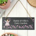 Personalised Children's Fairy Princess Design Garden Hanging Slate Sign - Image 4