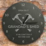 Personalised Any Message Hammers Motif Round Slate Wall Clock - Image 2