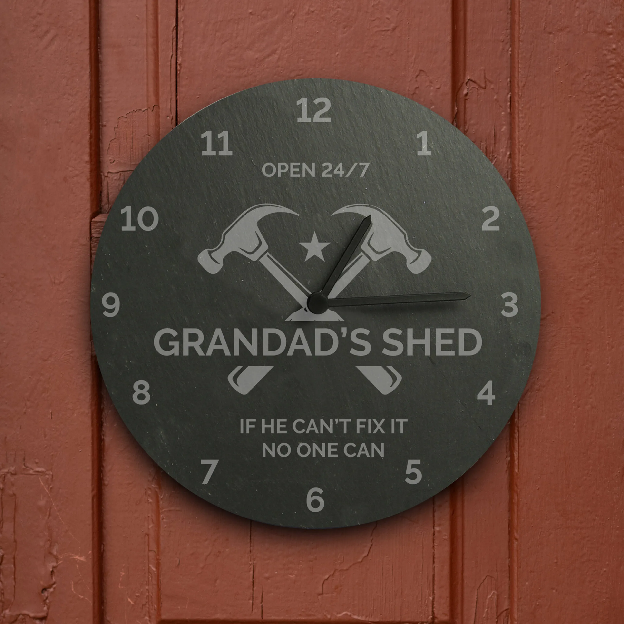 Personalised Any Message Hammers Motif Round Slate Wall Clock - Image 3