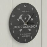 Personalised Any Message Hammers Motif Round Slate Wall Clock - Image 5